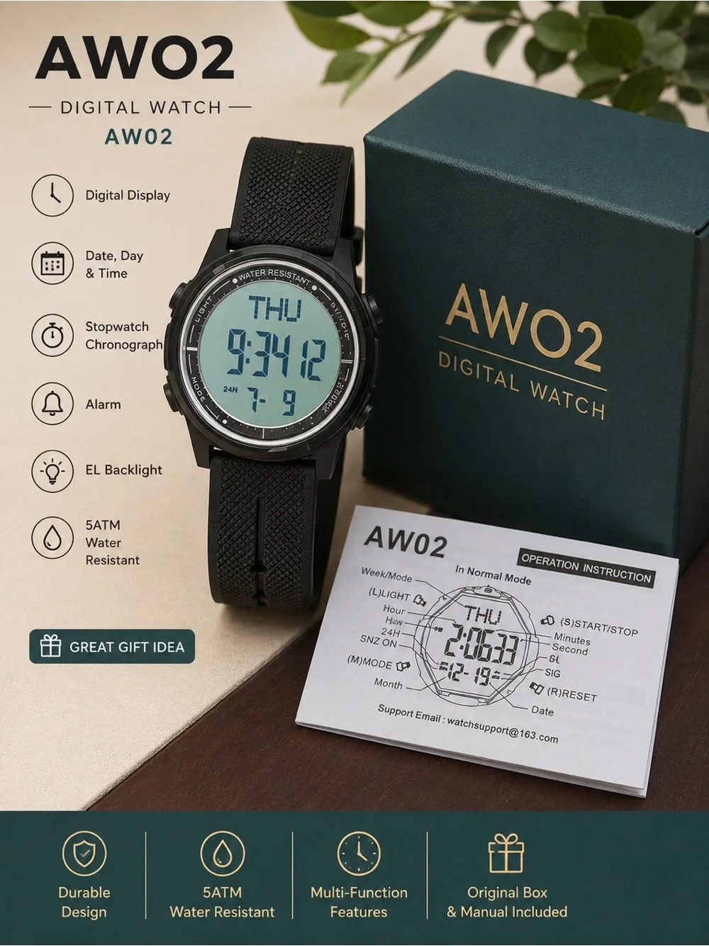 Digital Sports Watch - Black